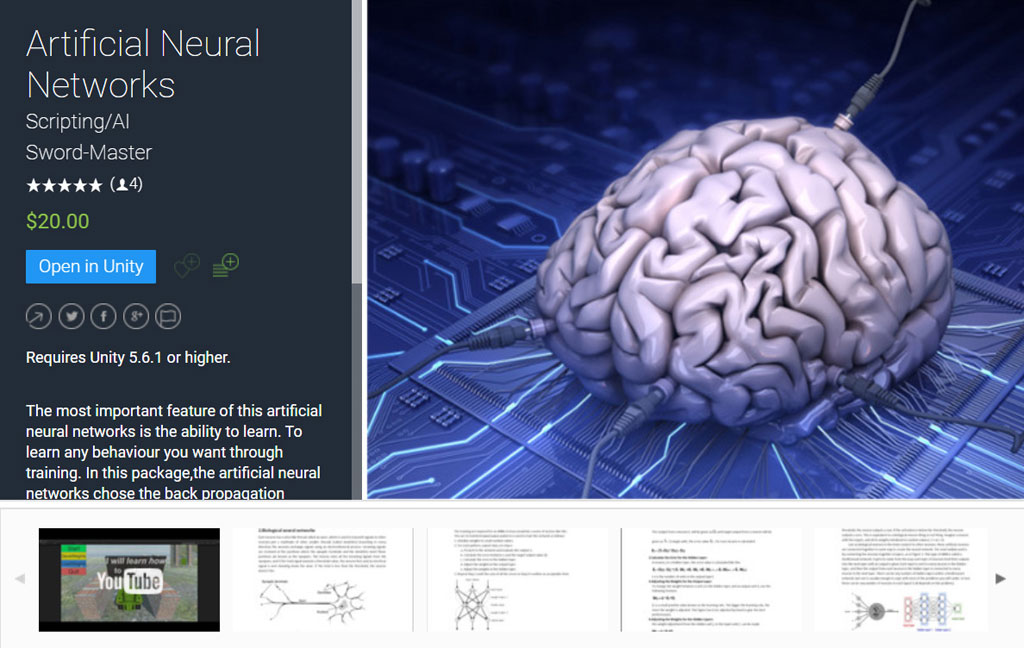 Artificial Neural Networks Unity Asset is on Unity Asset Store for Sell
