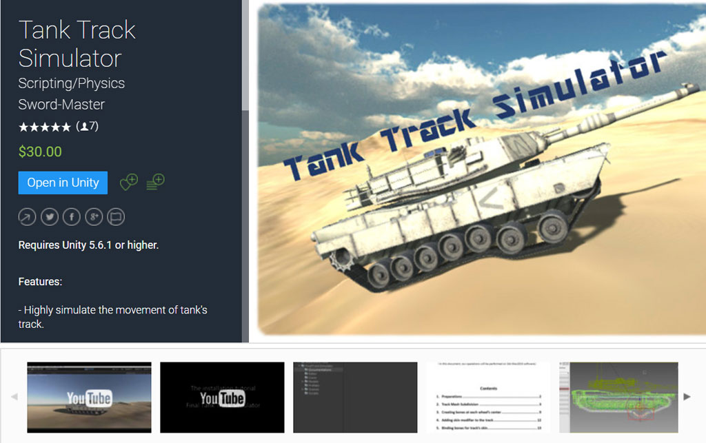 Tank Track Simulator Unity Asset is on Unity Asset Store for Sell